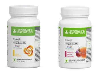 Herbalife Afresh Energy Drink Mix Combo Pack - Lemon (50g) & Kashmiri Kahwa (40g) Flavours