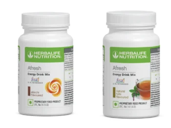 Herbalife Afresh Energy Drink Mix Combo Pack - Elaichi (50g) & Natural Tulsi (50g) Flavours
