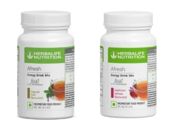 Herbalife Afresh Energy Drink Mix Combo Pack - Natural Tulsi (50g) & Kashmiri Kahwa (40g) Flavours