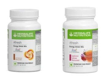 Herbalife Afresh Energy Drink Mix Combo Pack - Cinnamon (50g) & Kashmiri Kahwa (40g) Flavours