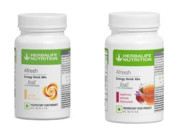 Herbalife Afresh Energy Drink Mix Combo Pack - Ginger (50g) & Kashmiri Kahwa (40g) Flavours